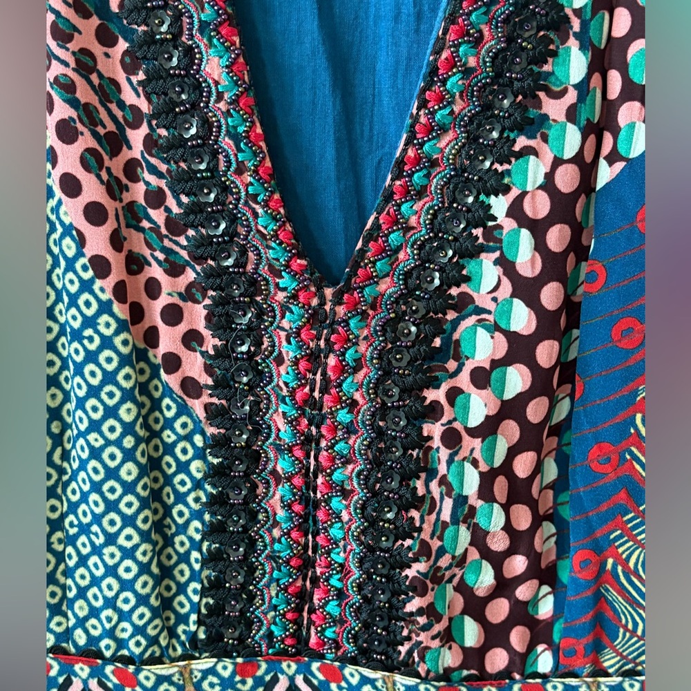 Colorful Silky Geometric Maxi Dress - Picture 4 of 7